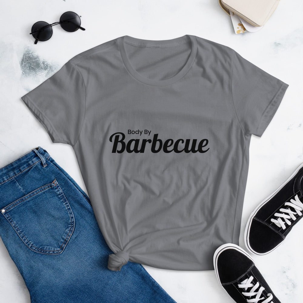 Body By Barbecue Women's T shirt (White, Smoke and Heather Grey)